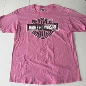 Harley-Davidson Pink T Shirt Mann's Columbus IN Size L (42-44) SEE DESCRIPTION